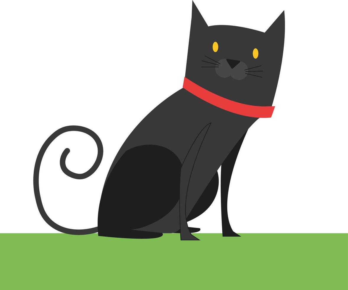 Cat on grass, illustration, vector on white background.