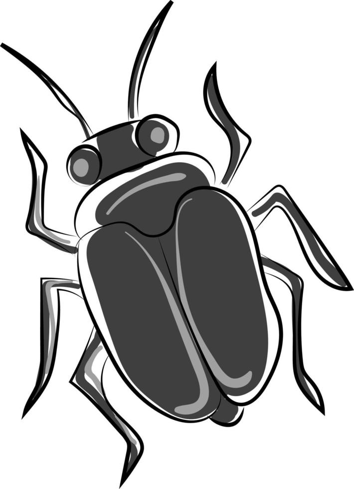 Black bug, illustration, vector on white background.