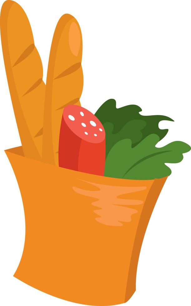 Grocery bag, illustration, vector on white background.