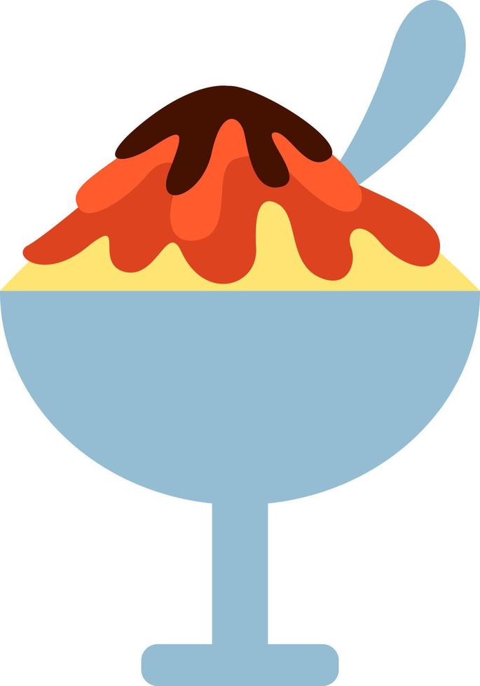 Frozen ice cream in a glass cup, icon illustration, vector on white background