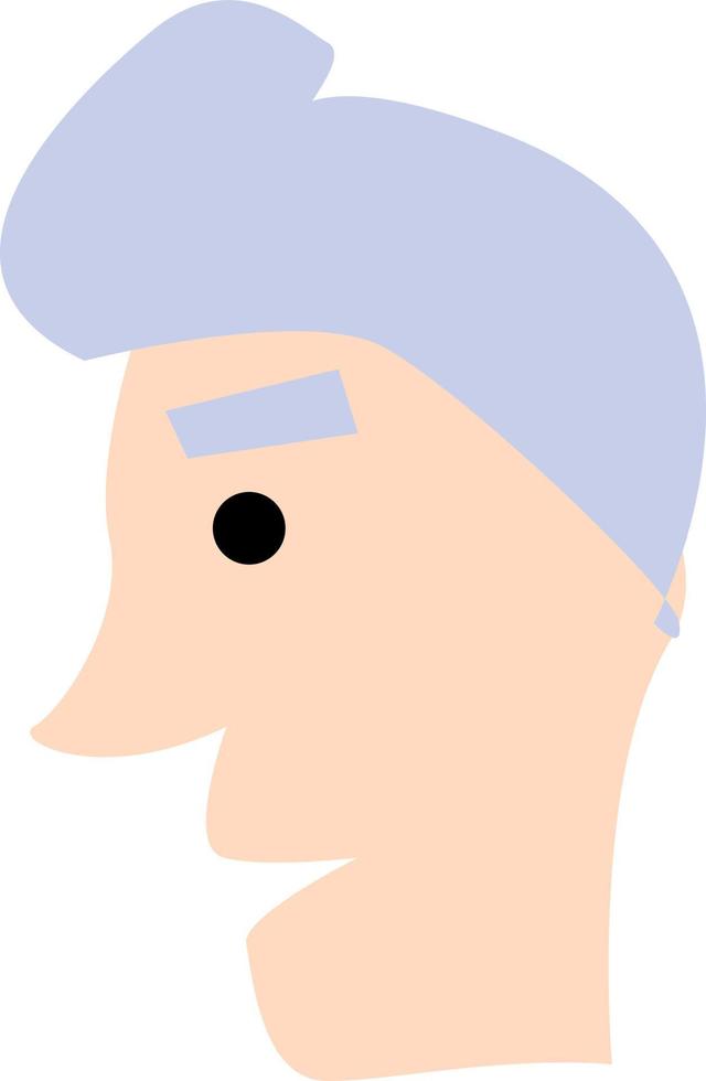 hombre con cabello morado y ojos oscuros, ilustración, vector, sobre un fondo blanco. vector