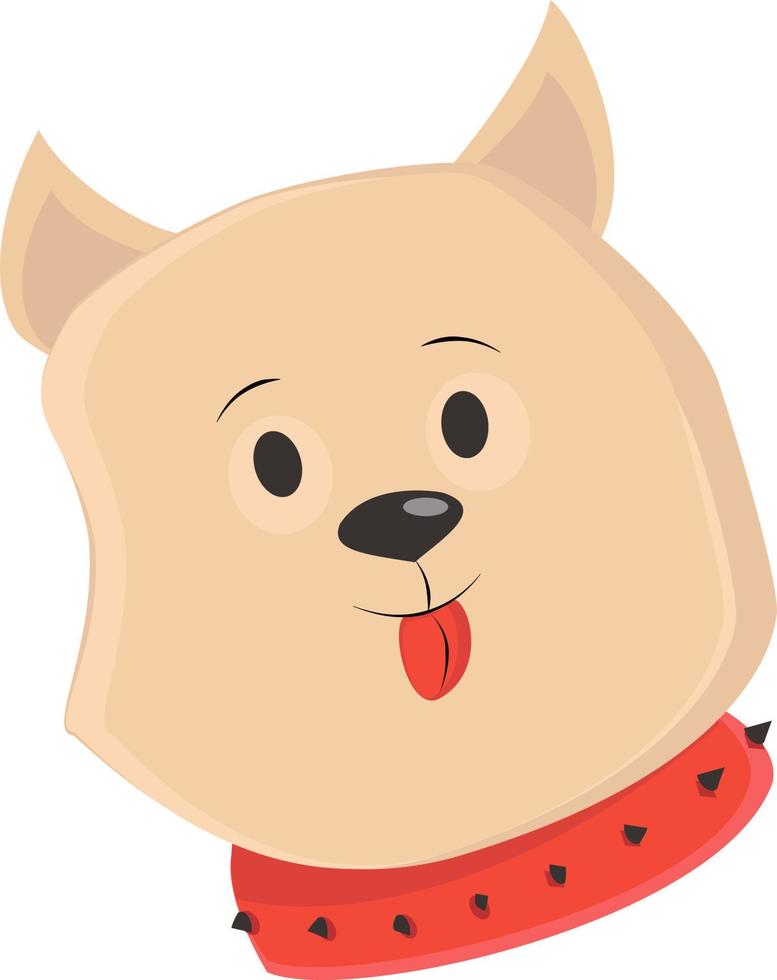 Cute dog with red collar, illustration, vector on white background