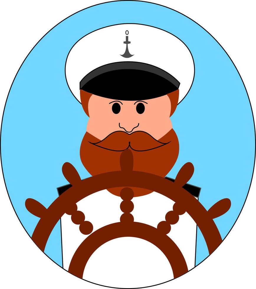 Captain of the ship, illustration, vector on white background.