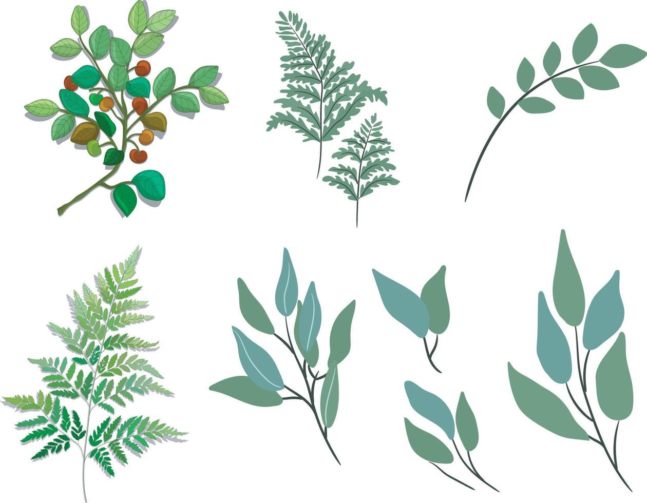 leaf branch icons colored vector