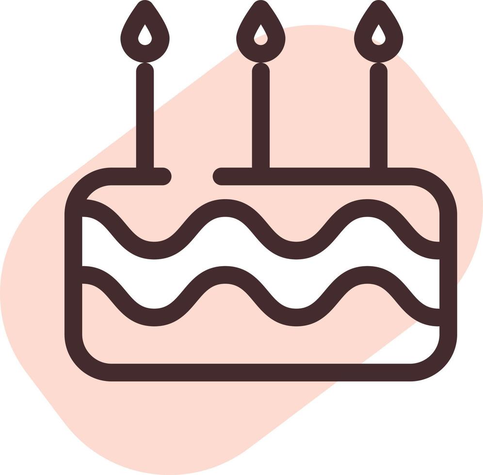 Birthday pink cake, illustration, vector, on a white background