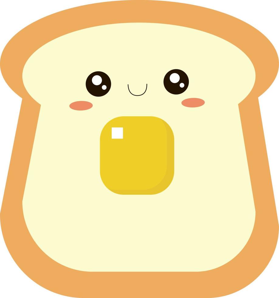 pan con mantequilla, ilustración, vector sobre fondo blanco.