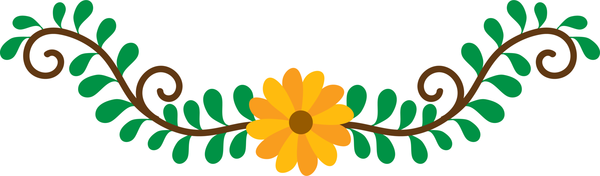 Flower Ornament with leaves png