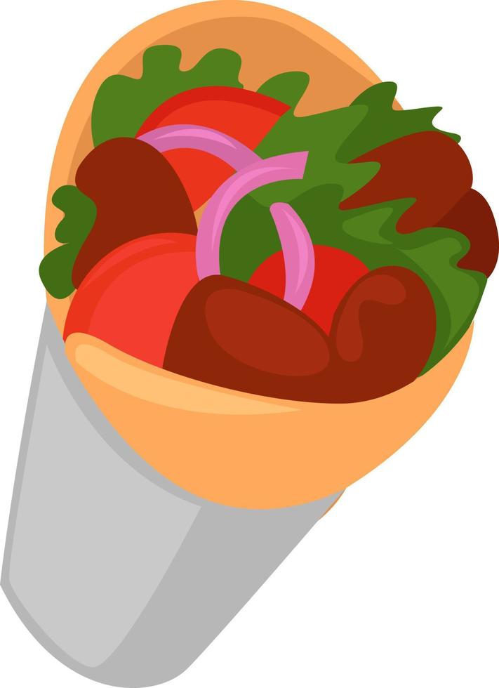 comida shawarma, ilustración, vector sobre fondo blanco