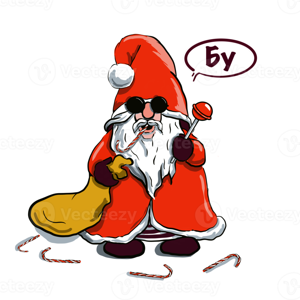 Santa Claus con vuoto regalo Borsa e lecca-lecca png