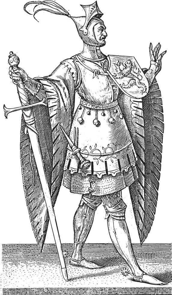 Count Dirk II of Holland, Hendrick Goltzius, after Willem Thibaut, vintage illustration. vector