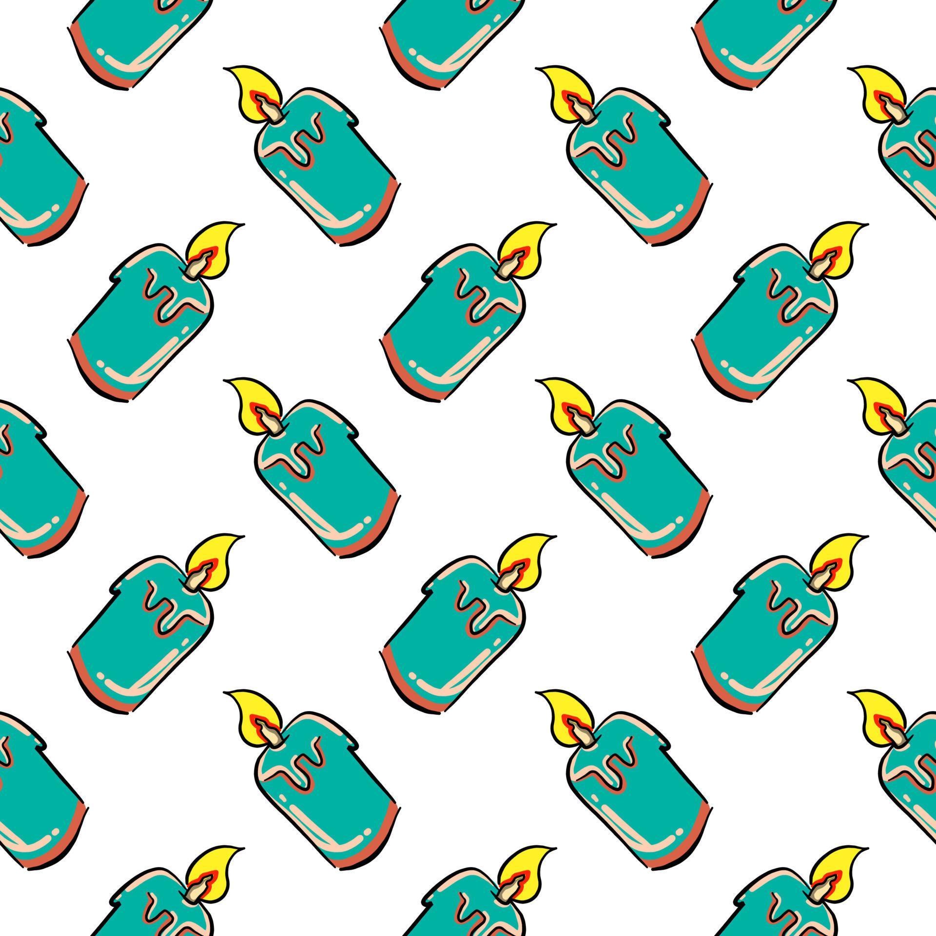 Green candle ,seamless pattern on white background. 13518684 Vector Art
