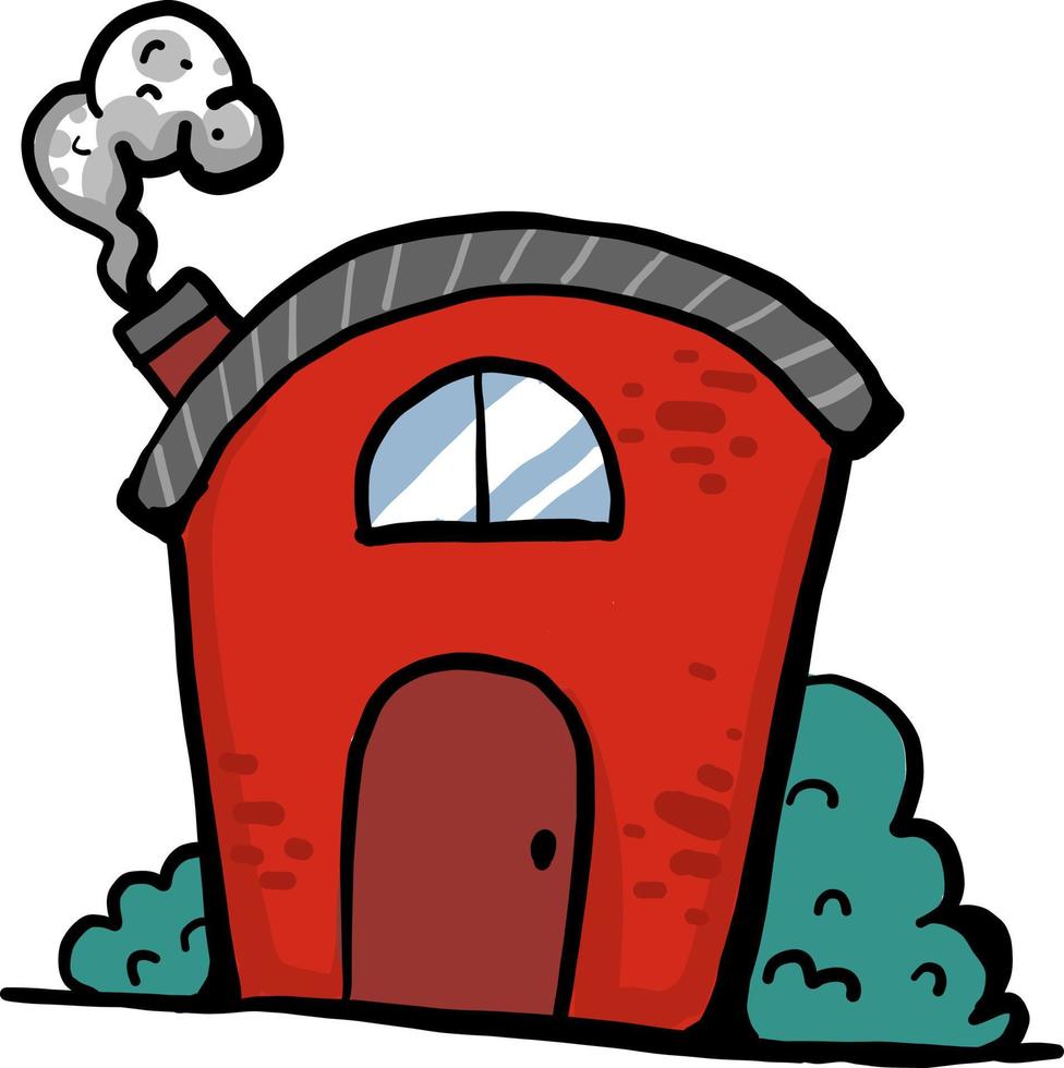 Red small house, illustration, vector on white background
