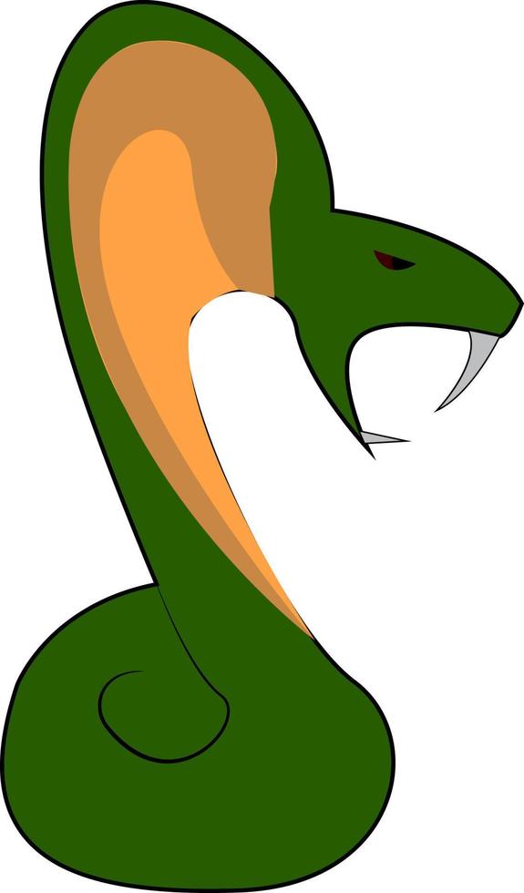 una serpiente verde, vector o ilustración de color.