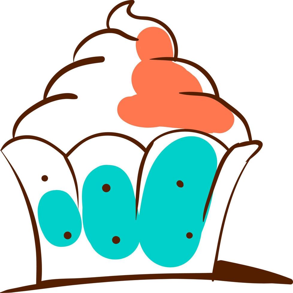 Drawing cupcake, illustration, vector on white background.