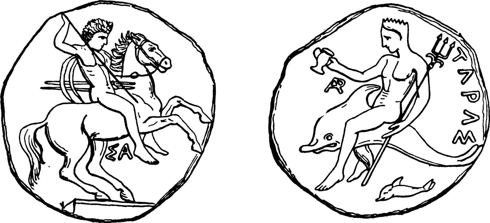 Corcyra Coin, vintage illustration. vector