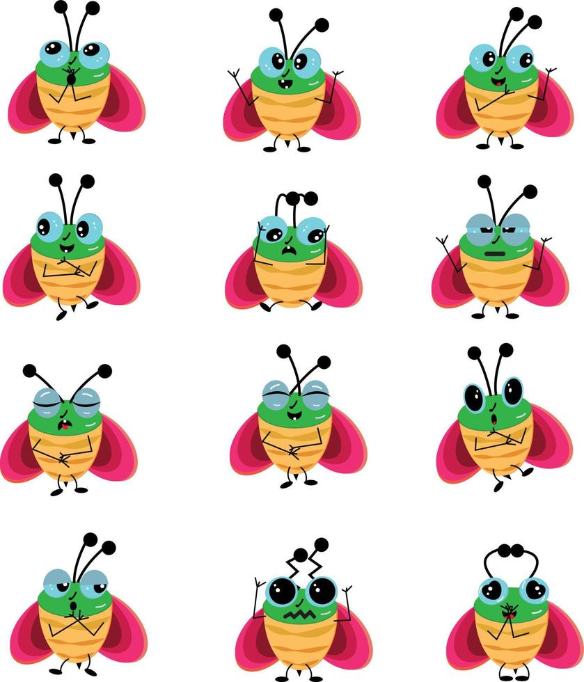 Bugs feelings, illustration, vector on a white background.