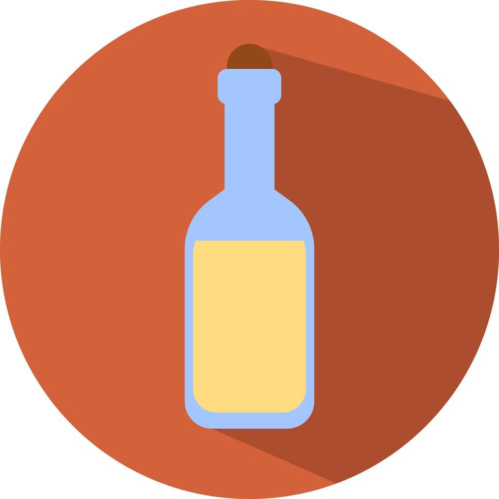 White wine in a bottle, illustration, vector on white background.