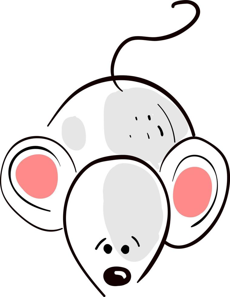 Sad little mouse, illustration, vector on white background.