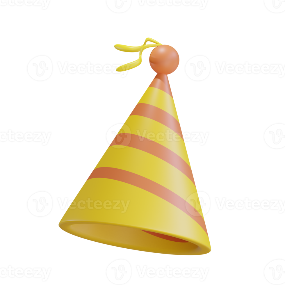 3D Yellow Party Hat png