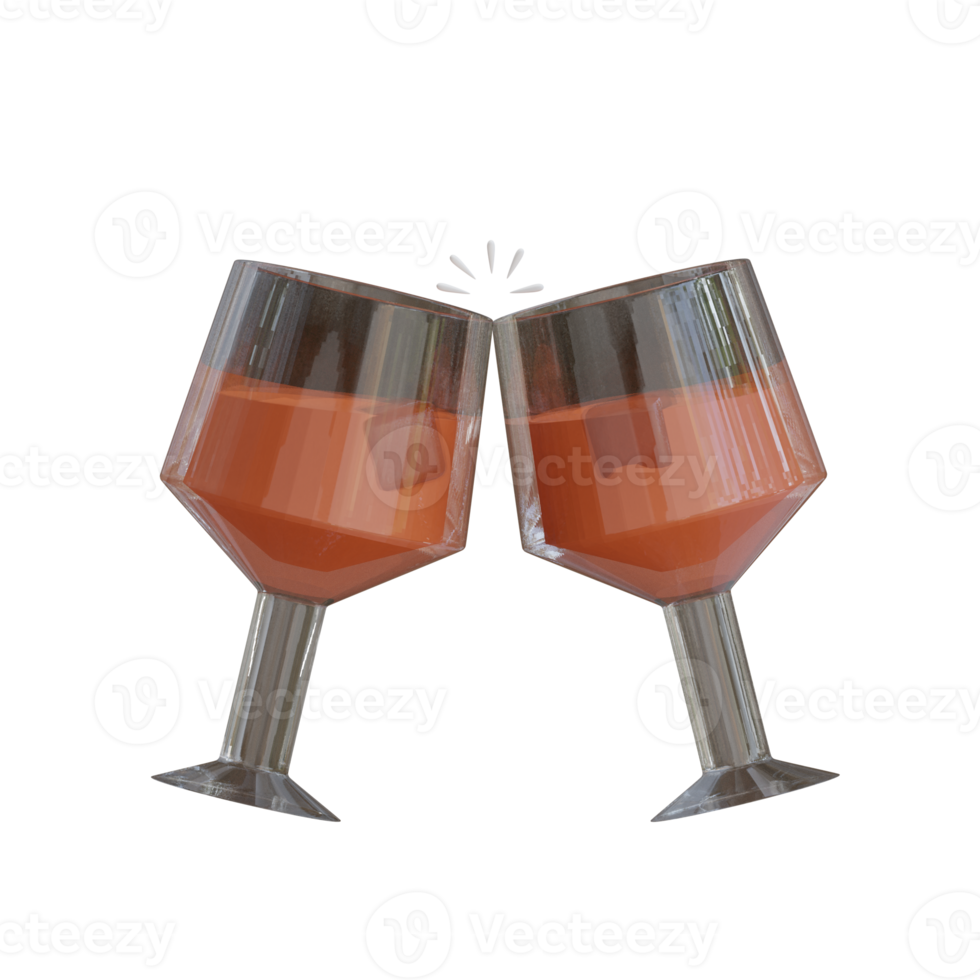 3D glass of wine png