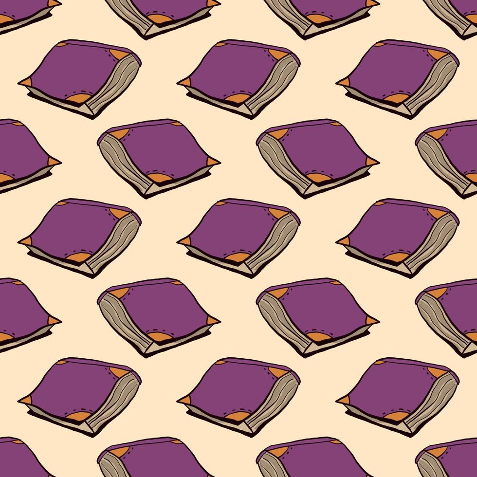 Old books pattern, seamless pattern on orange background. vector