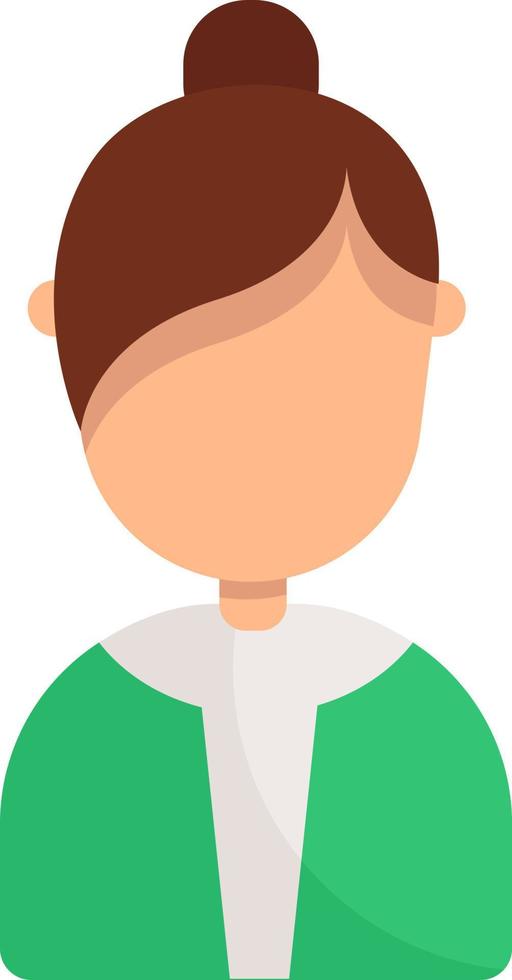 Girl with a bun, illustration, vector on white background.