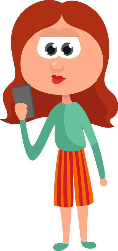 Girl with phone ,illustration,vector on white background vector