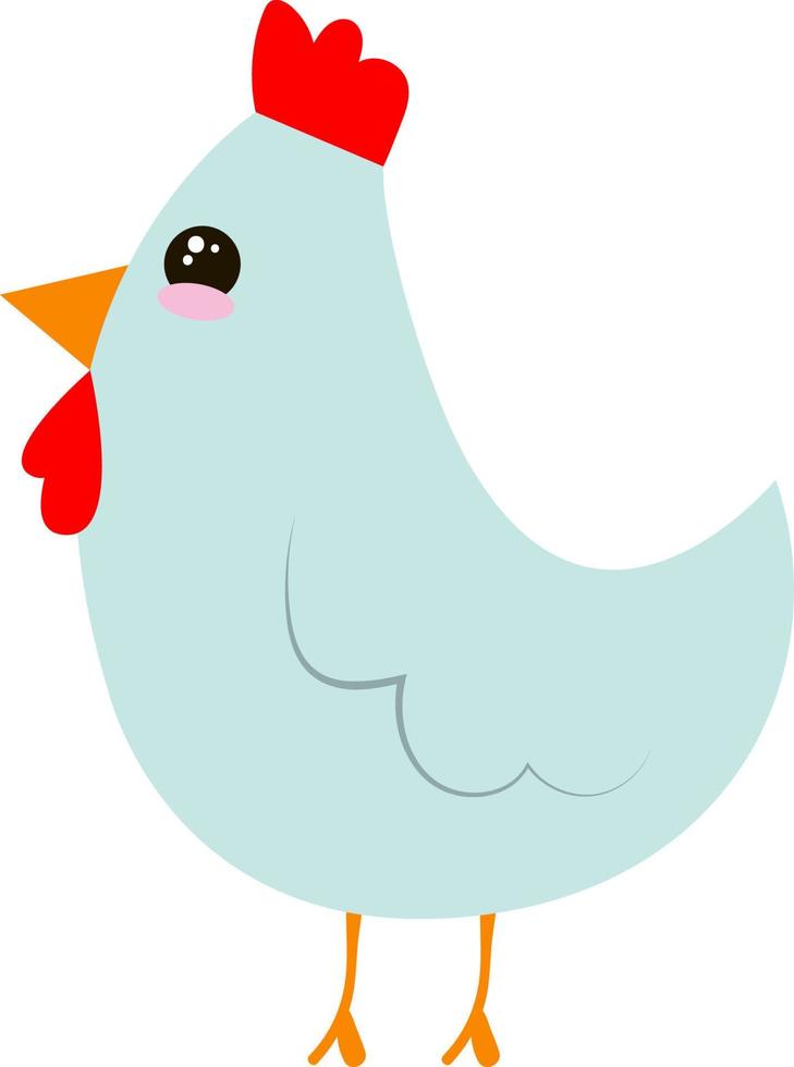 Blue little hen, illustration, vector on white background.