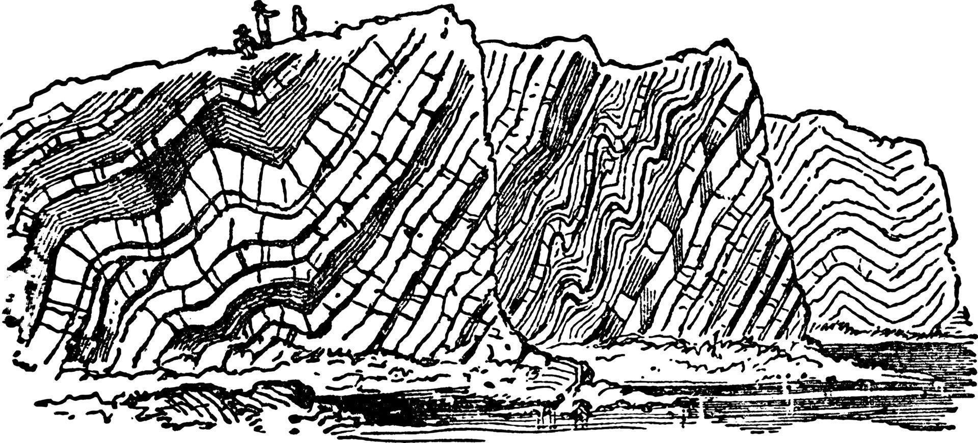 Contorted Rocks, vintage illustration. vector