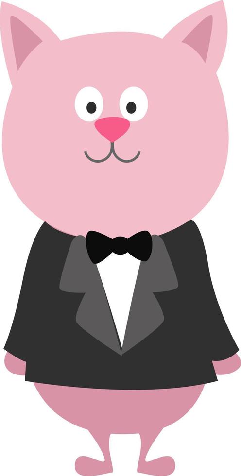 Cat in a suit, illustration, vector on a white background.