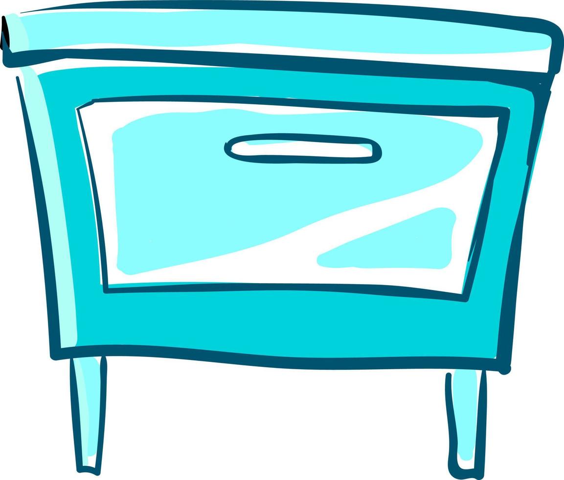 Blue bedside table, illustration, vector on white background.