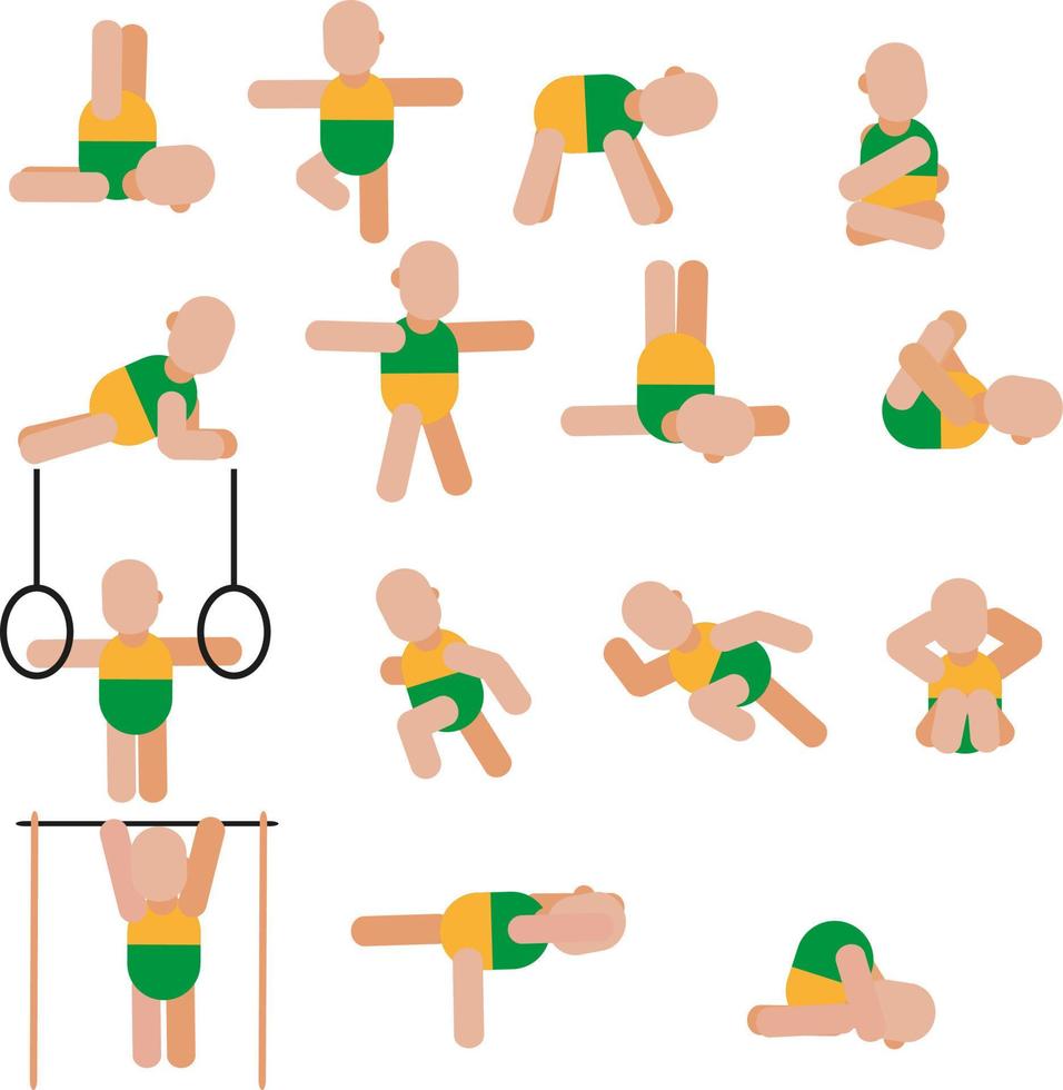 Gymnastics workout, illustration, vector on a white background.