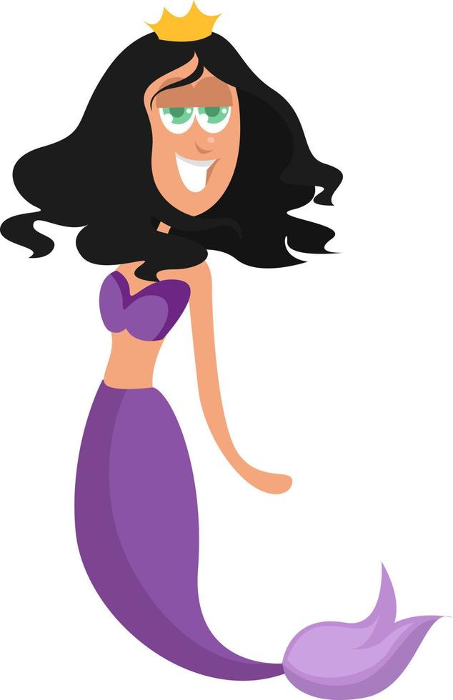 Purple mermaid, illustration, vector on white background.