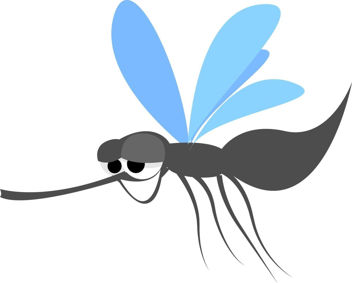 Smilling mosquito, illustration, vector on white background.