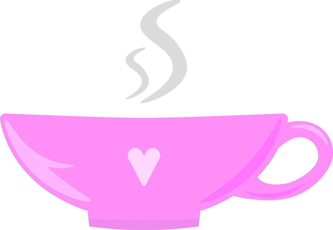 Pink tea cup, illustration, vector on white background.