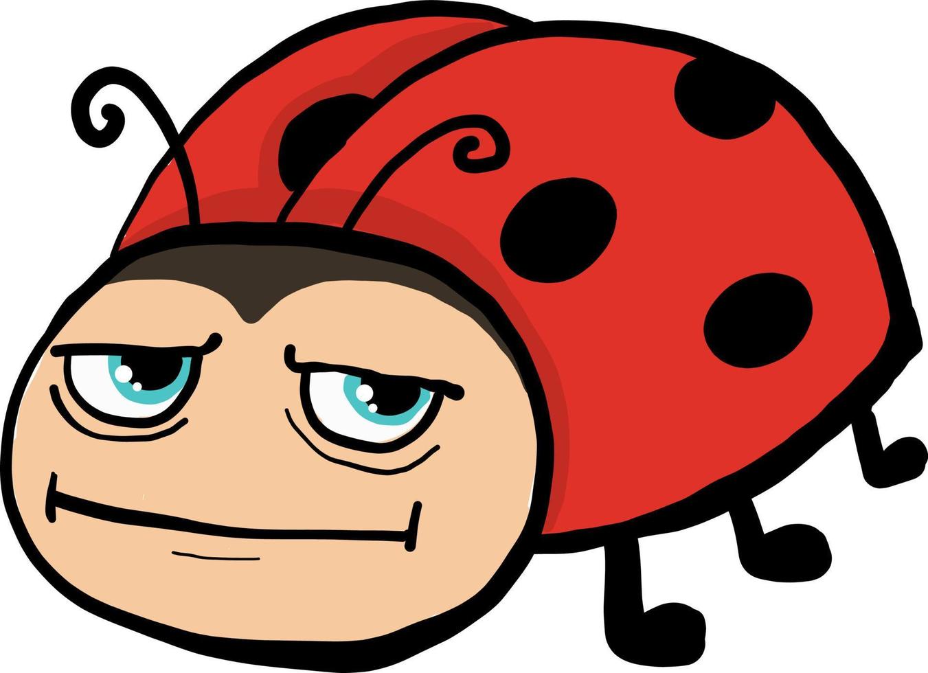 Angry ladybug , illustration, vector on white background