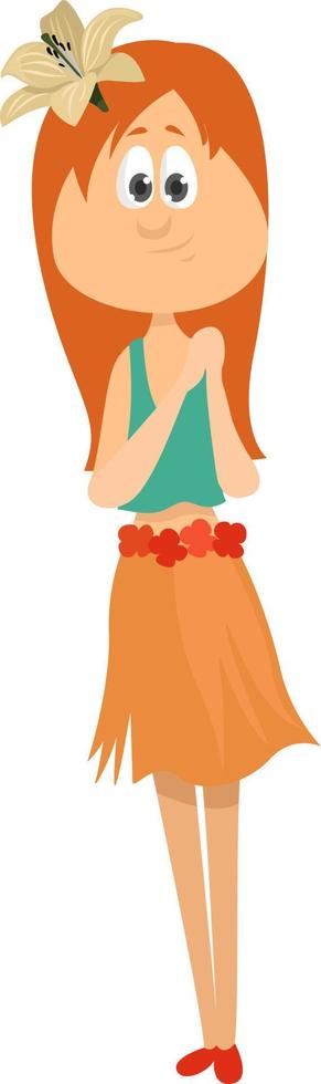 Red haired girl, illustration, vector on white background.