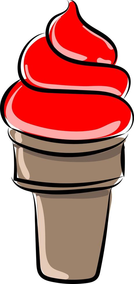Red ice cream, illustration, vector on white background.