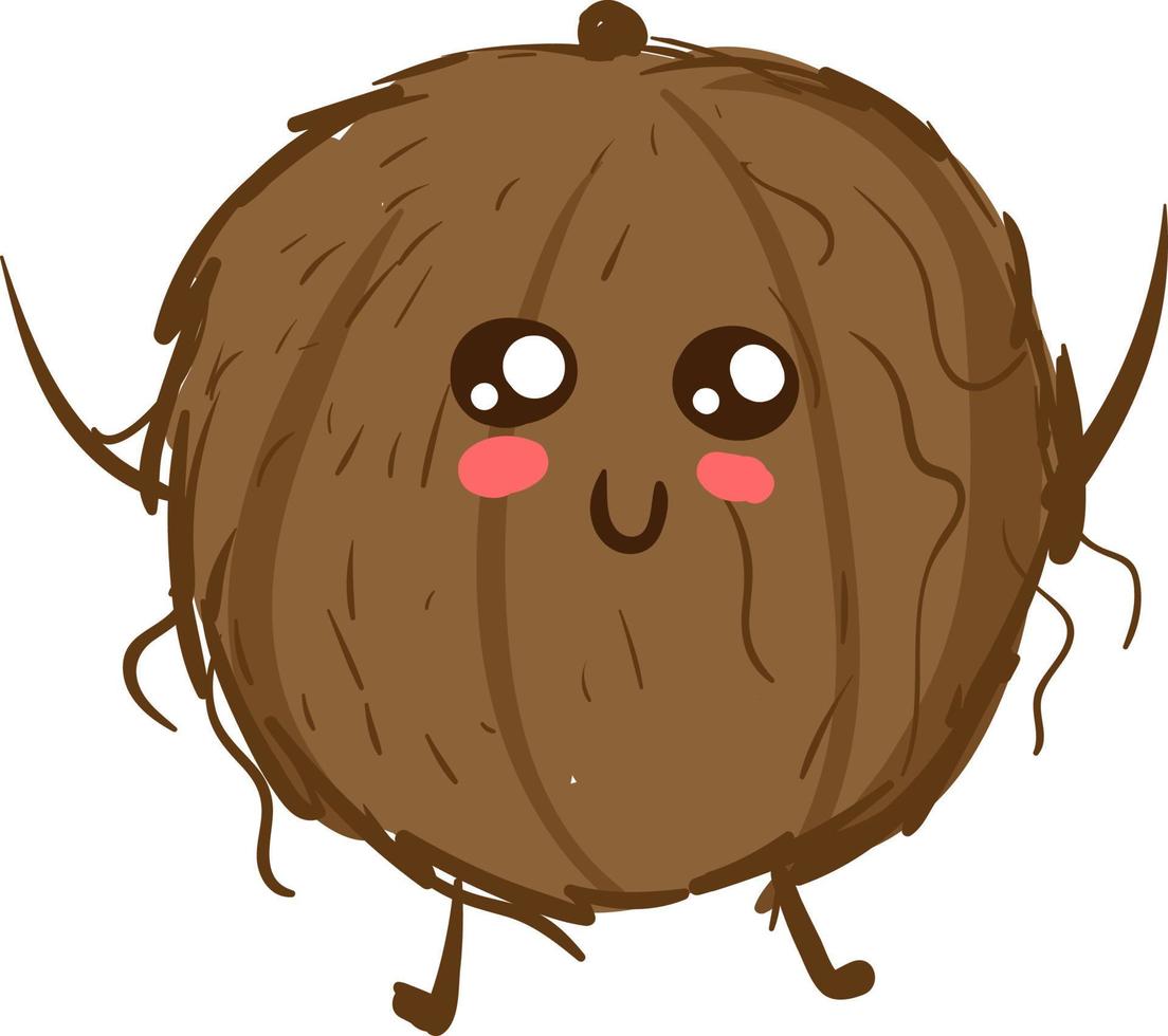 Adorable coconut, illustration, vector on white background.