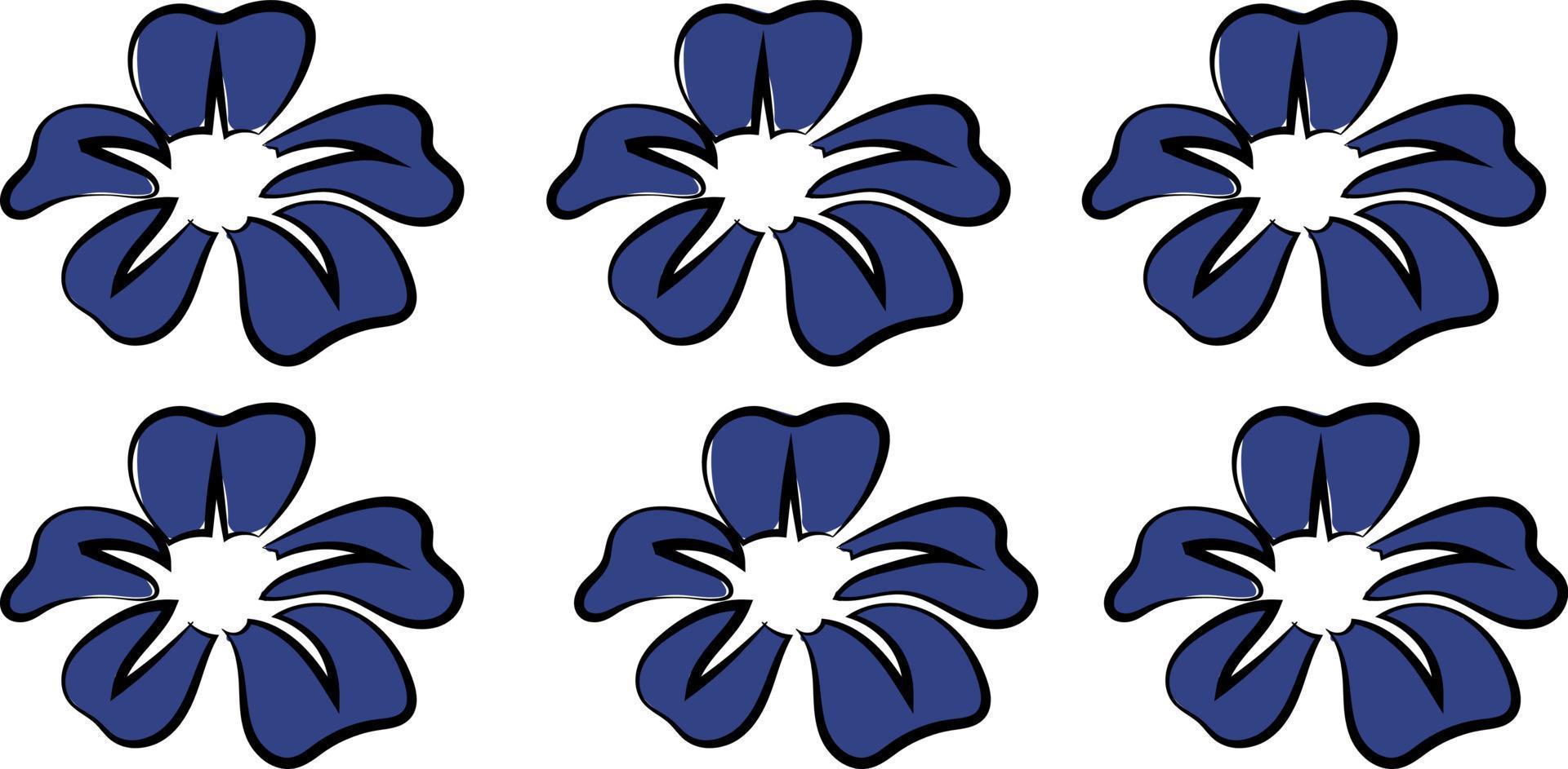 Blue flowers, illustration, vector on white background.