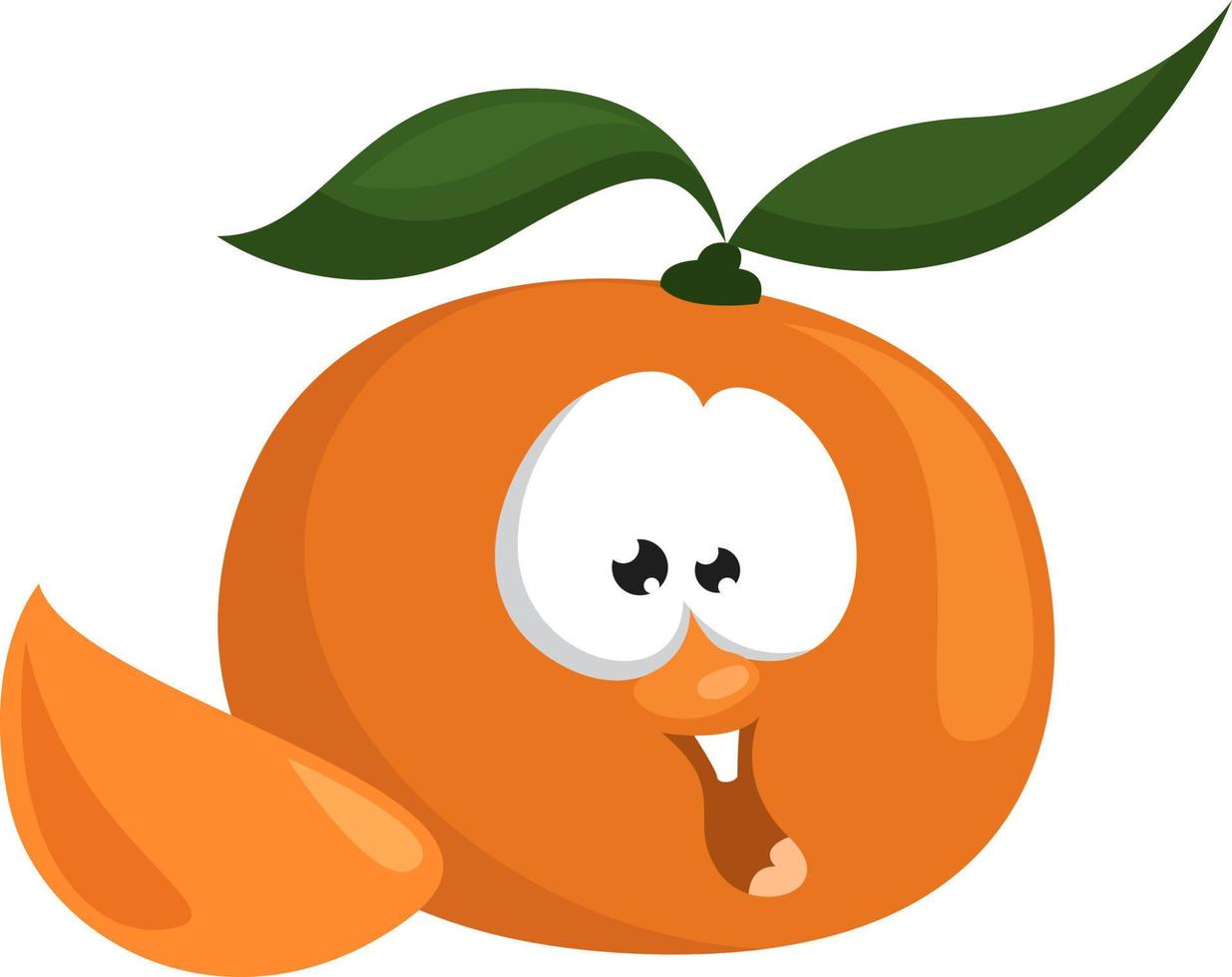 Cheerful tangerine,illustration,vector on white background vector