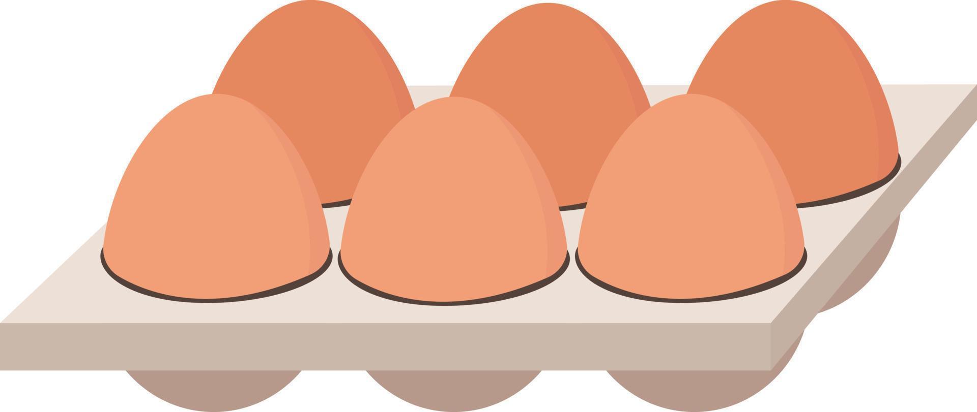 Eggs in carton box, illustration, vector on white background.