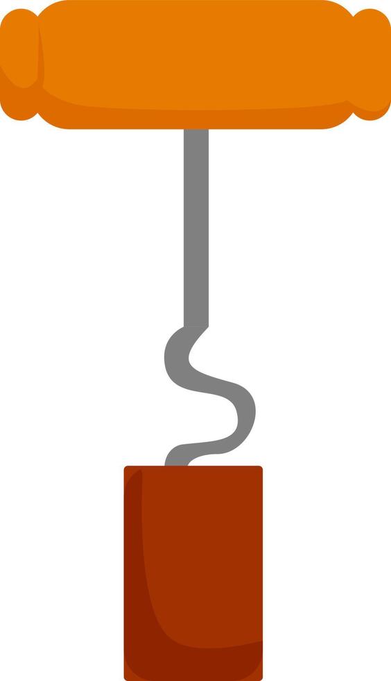 Corkscrew, illustration, vector on white background.