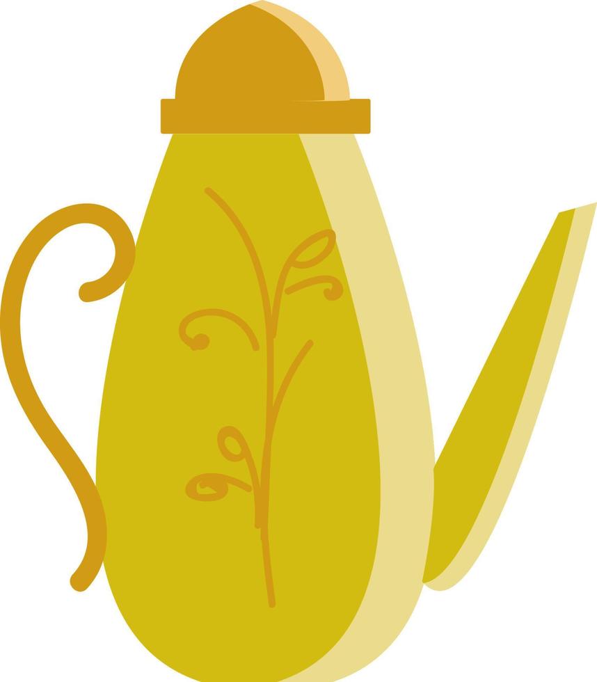 Designed yellow tea pot, vector or color illustration.