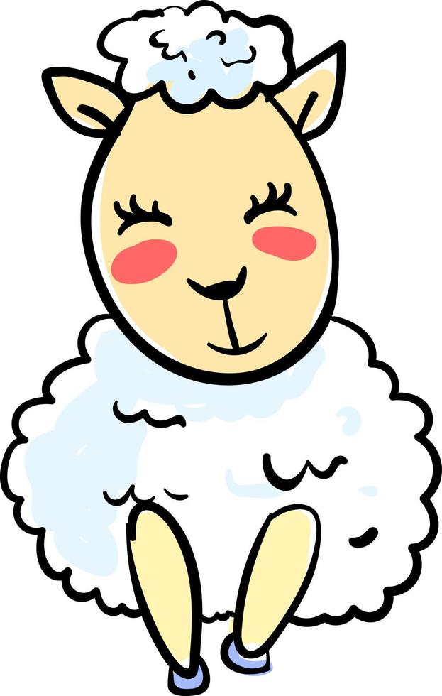 Happy little sheep, illustration, vector on white background.