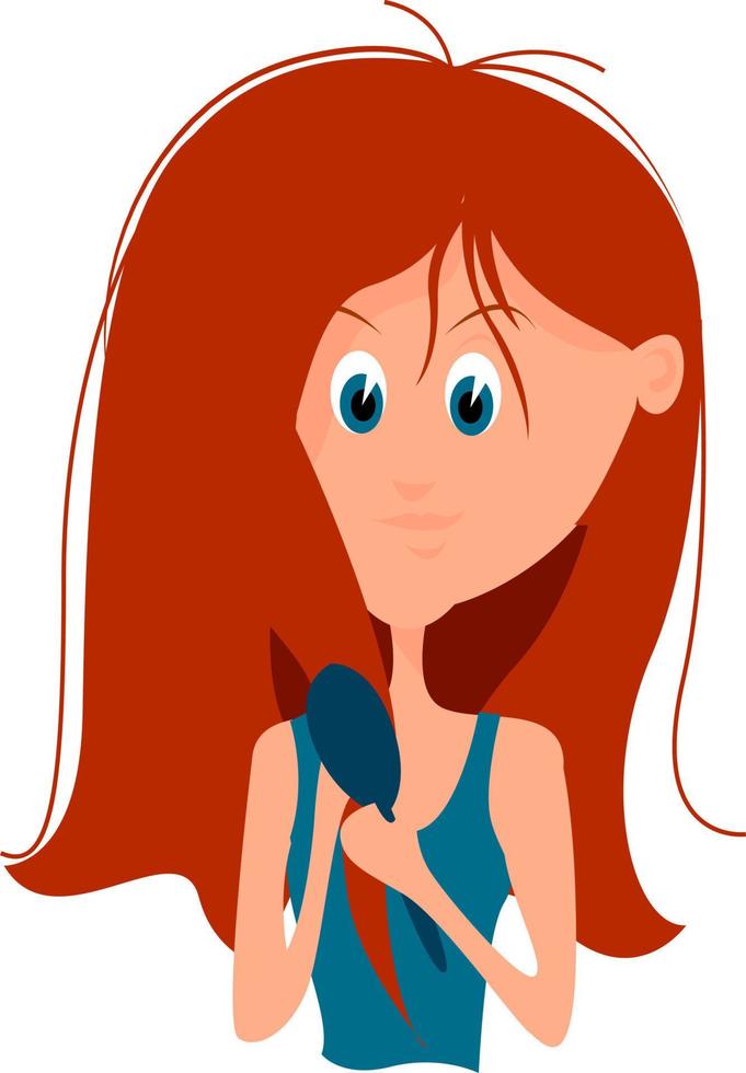 Girl with red hair, illustration, vector on white background.