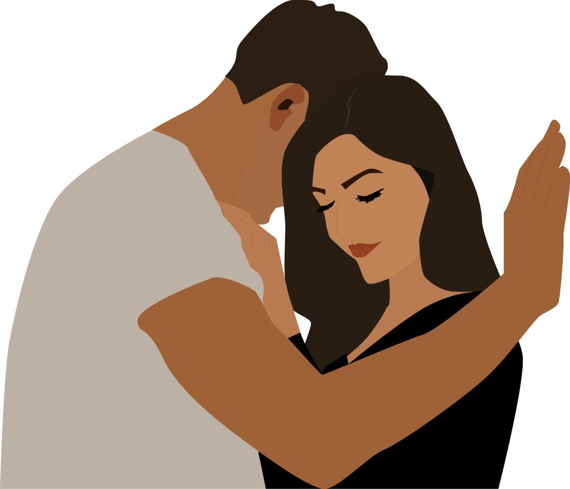 pareja abrazo, ilustración, vector sobre fondo blanco.