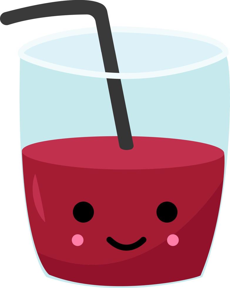 Jugo rojo en vaso, ilustración, vector sobre fondo blanco.