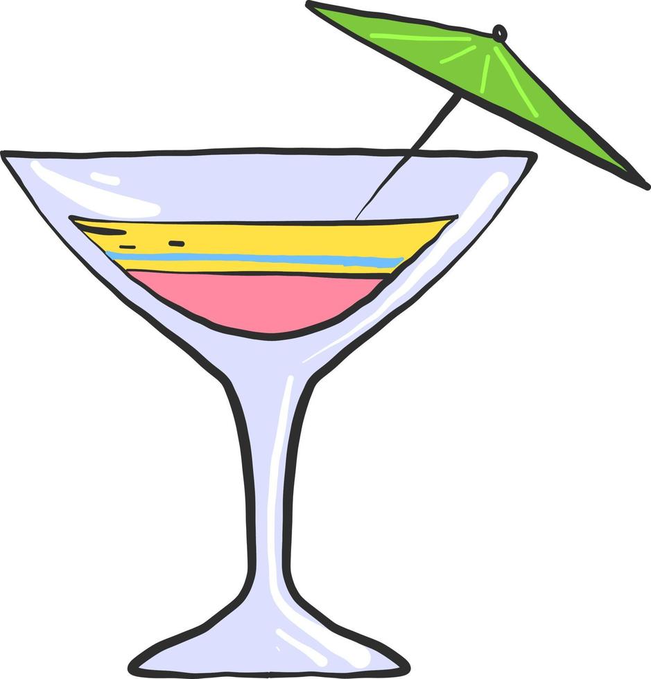 Colorful coctail, illustration, vector on white background.