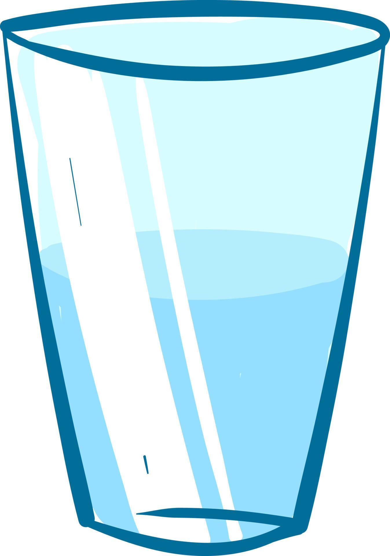 Tall glass of water, illustration, vector on a white background
